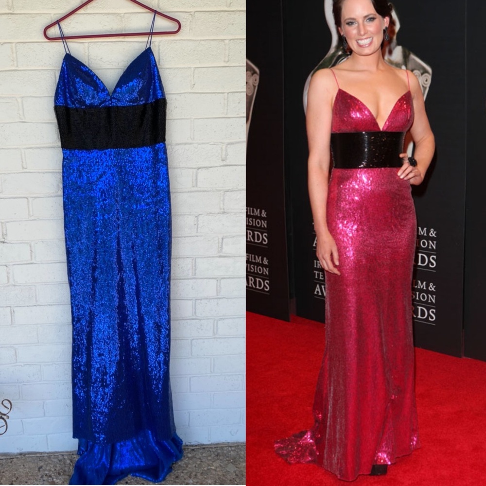 Sherri Hill Blue Sequin Dress 10